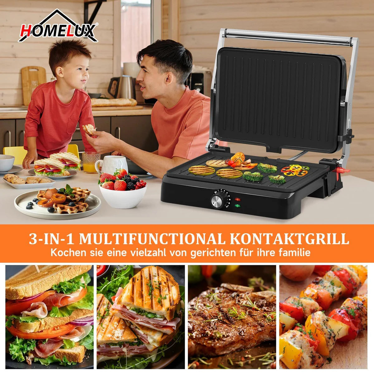 3-in-1 Multifunktions Kontaktgrill: Praktisch und Vielseitig für Zuhause