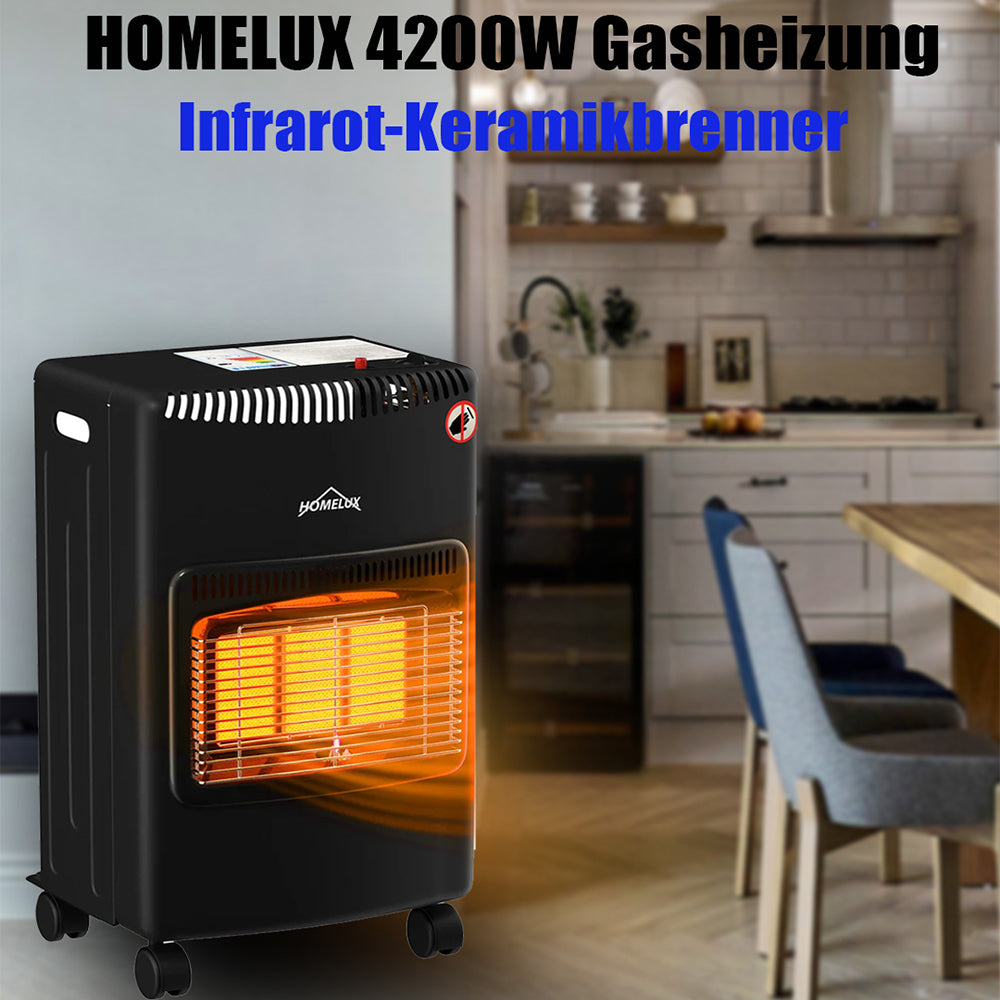 HOMELUX 4200W Infrarot-Keramikbrenner-Gasheizung – Effiziente, leise und sichere Heizung für Innenräume bis 82m³