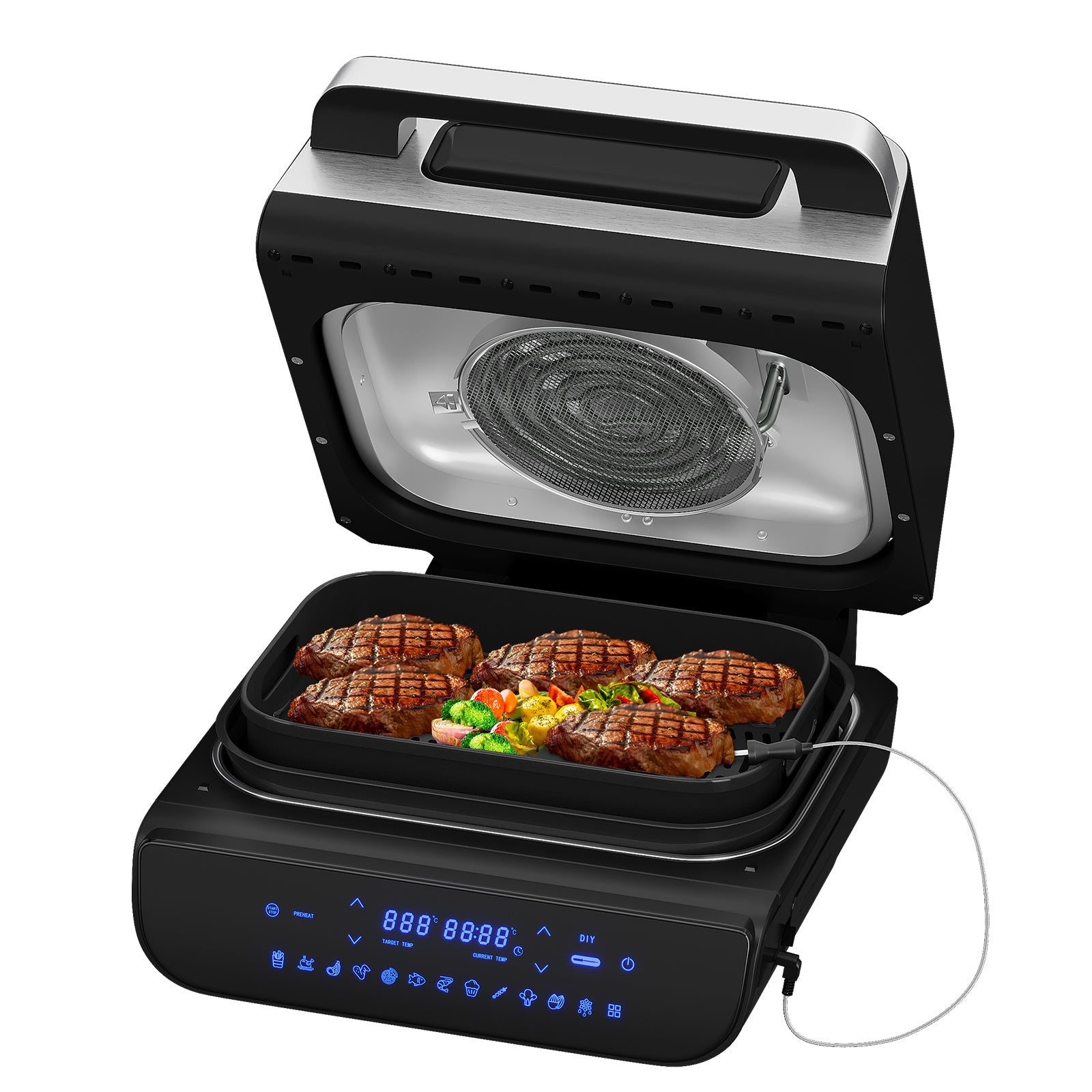 6-fach HOMELUX Fritteuse, Kontaktgrill, Digital, Touch-Regler, 230°C, 1700W