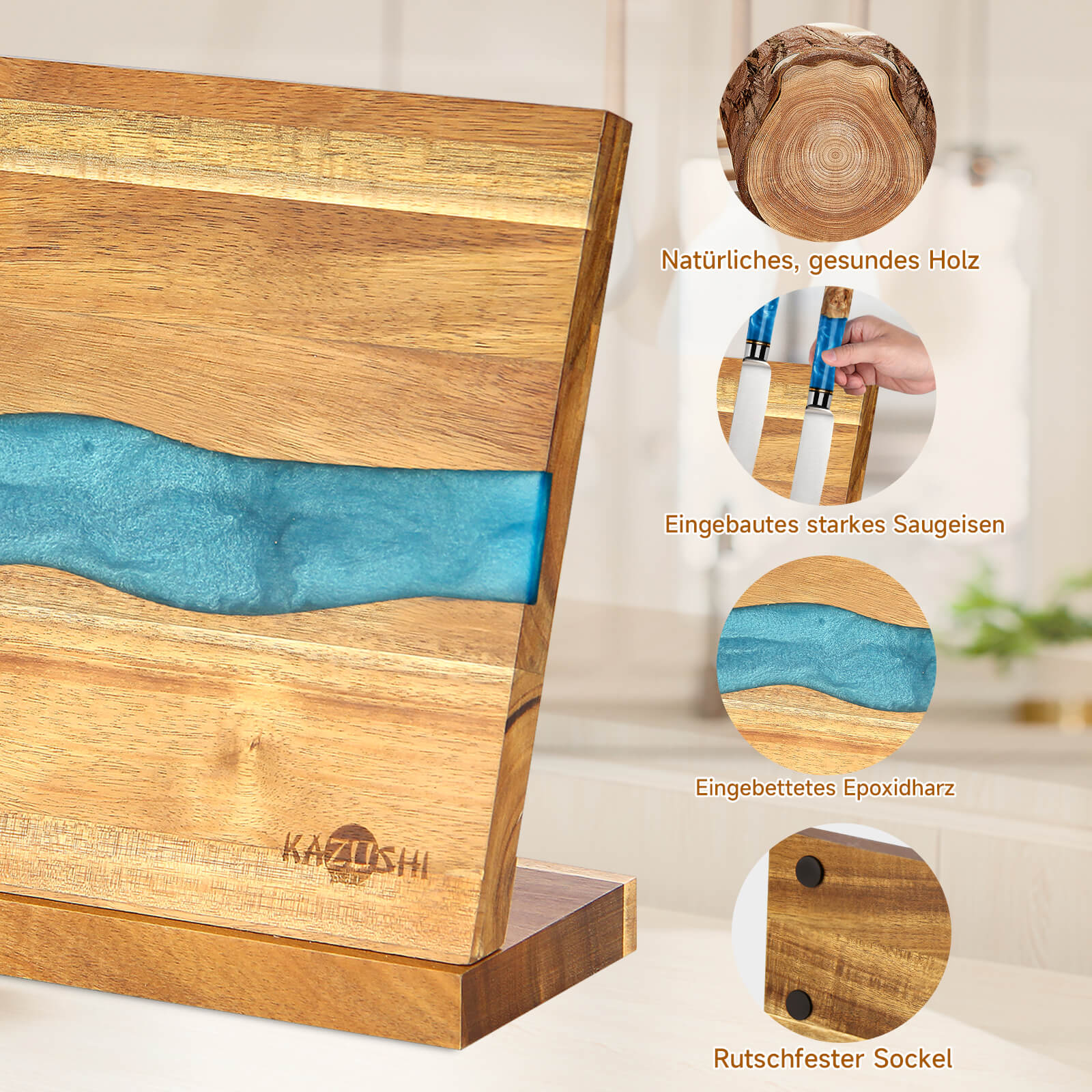 Messerblock Magnetisch, 26x22,5cm, Messerhalter zur sicheren, sauberen und ordentlichen Aufbewahrung von Messern, stabiler Messerblock