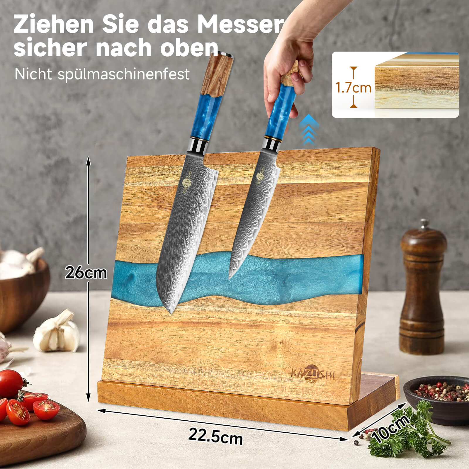 Messerblock Magnetisch, 26x22,5cm, Messerhalter zur sicheren, sauberen und ordentlichen Aufbewahrung von Messern, stabiler Messerblock