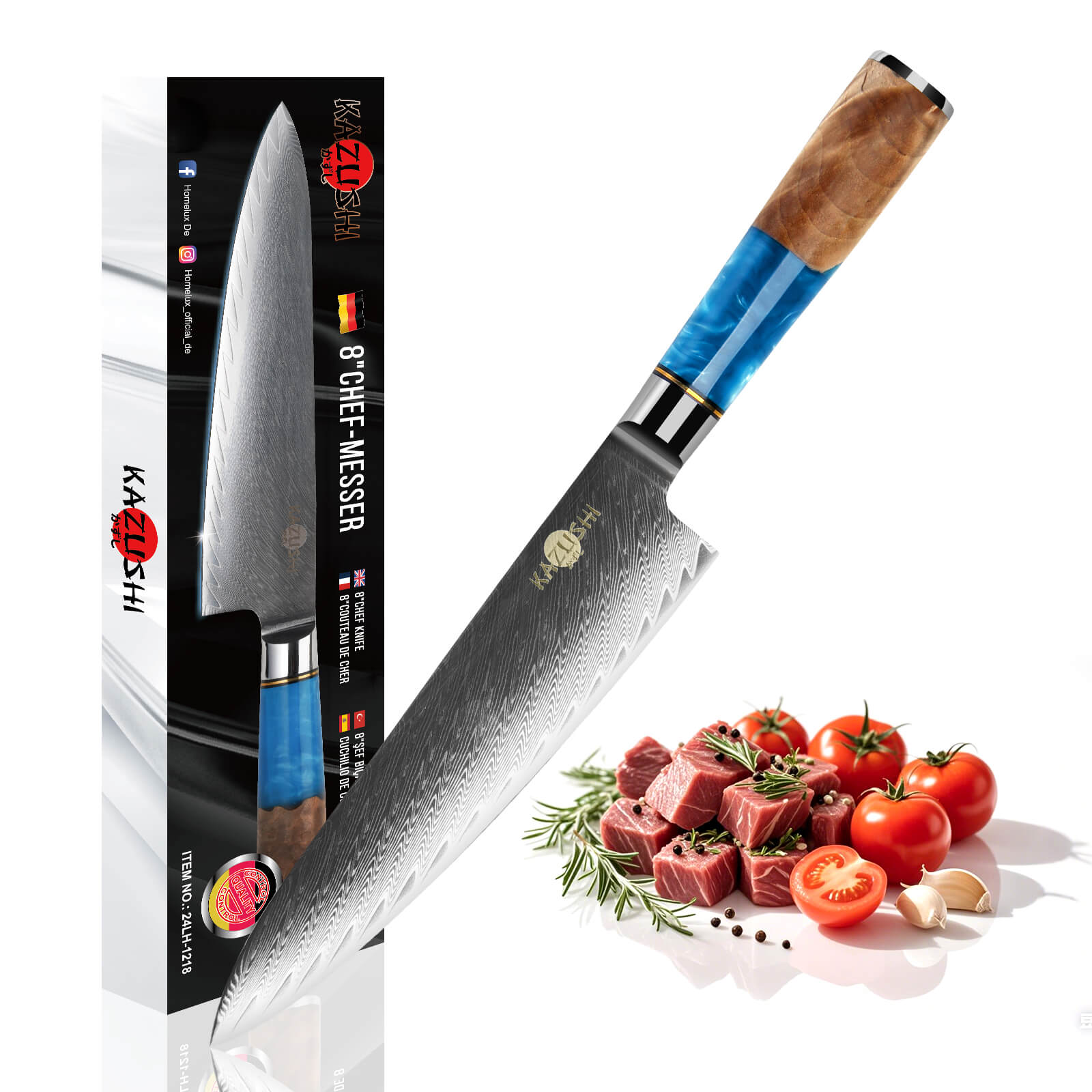 Professionelles 8-Zoll-Kochmesser aus Hochkohlenstoffstahl – superscharf, ergonomisch, langlebig, ideal für Fleisch, Gemüse & mehr