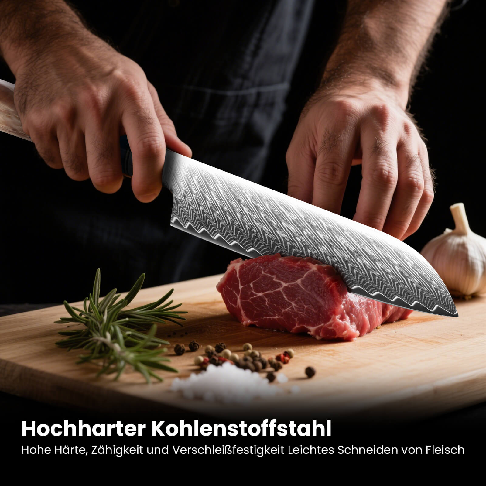 Professionelles 7-Zoll-Santoku-Kochmesser aus Hochkohlenstoffstahl – superscharf, ergonomisch, langlebig, ideal für präzises Schneiden