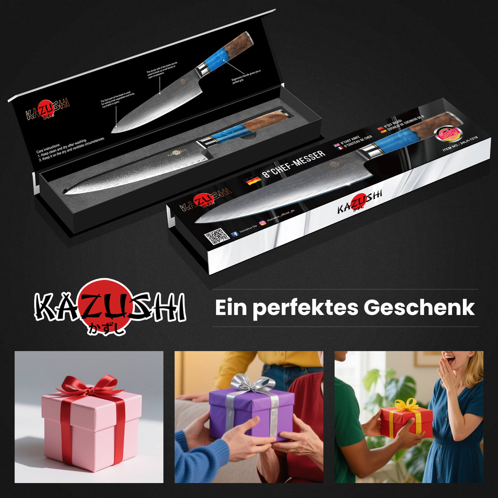 5-Zoll-Kochmesser aus Hochkohlenstoffstahl – Superscharfes Allzweckmesser mit ergonomischem Griff für präzises Schneiden und Obstverarbeitung