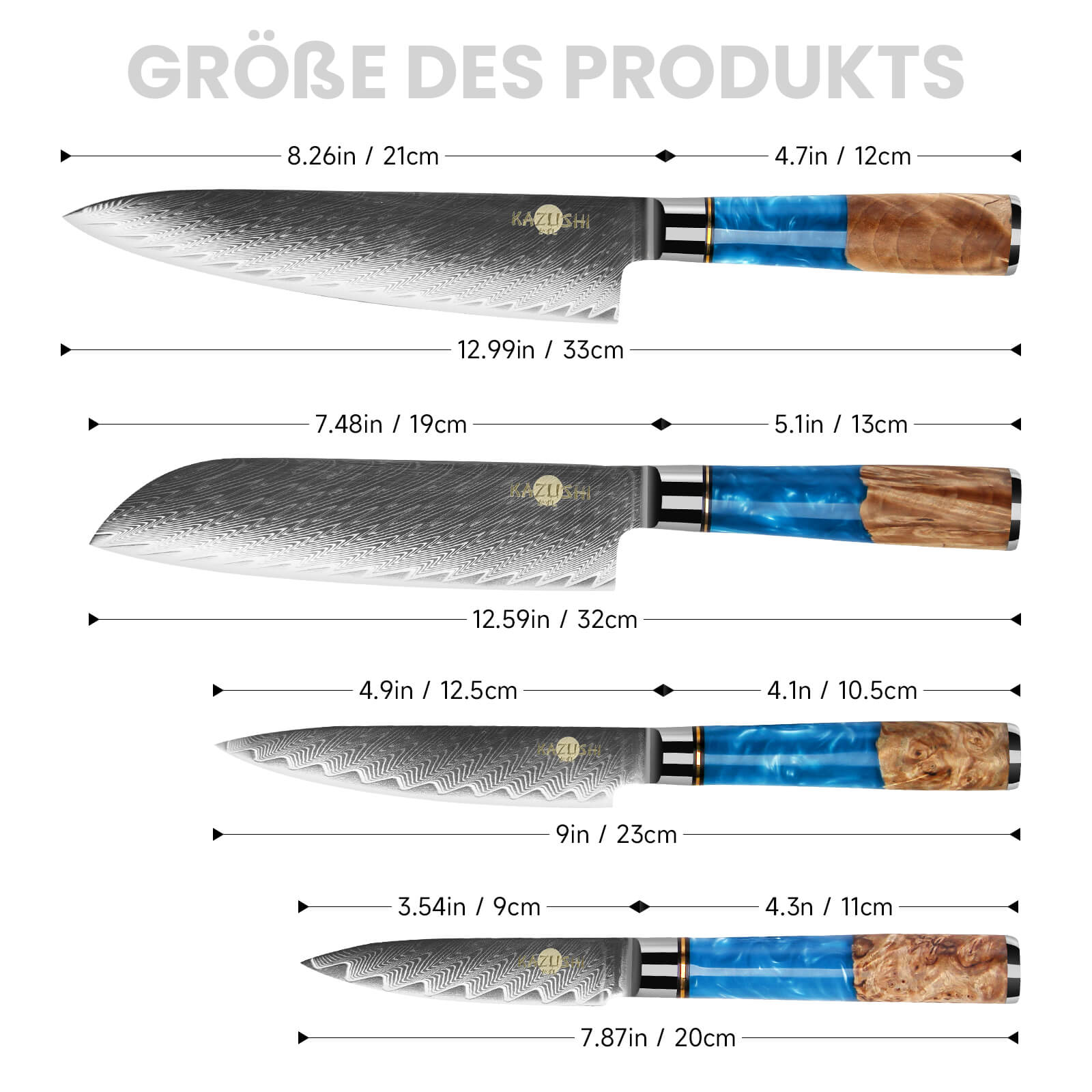 5-teiliges Profi Kochmesser Set – Superscharf, ergonomisch, rostfrei – Chefmesser, Santoku, Brotmesser, Universalmesser