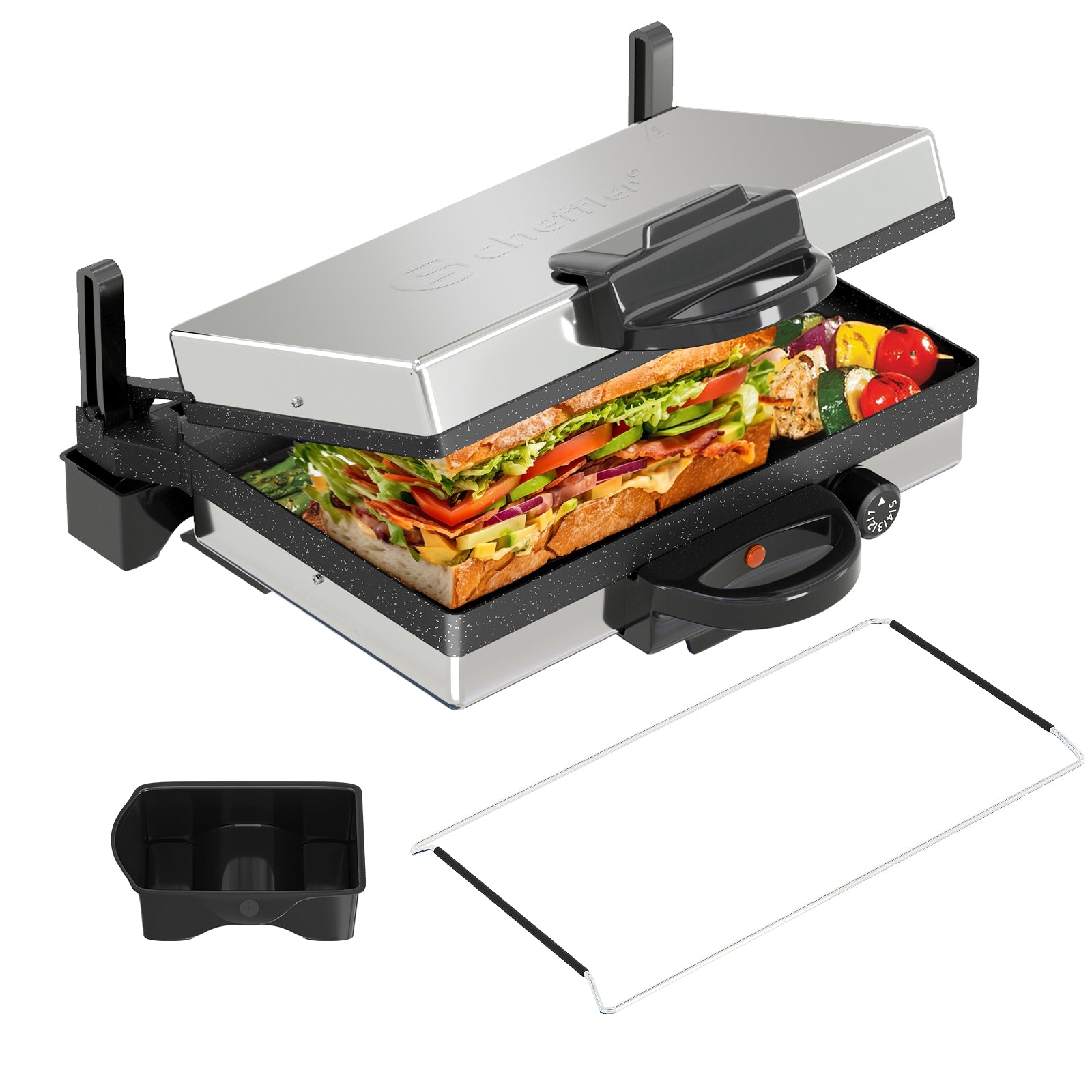 2000W Multigrill Kontaktgrill Scheffler Kontaktgrill Lahmacun Grill Makinesi Elektrogrill Edelstahl HOMELUX Multigrill Kontaktgrill