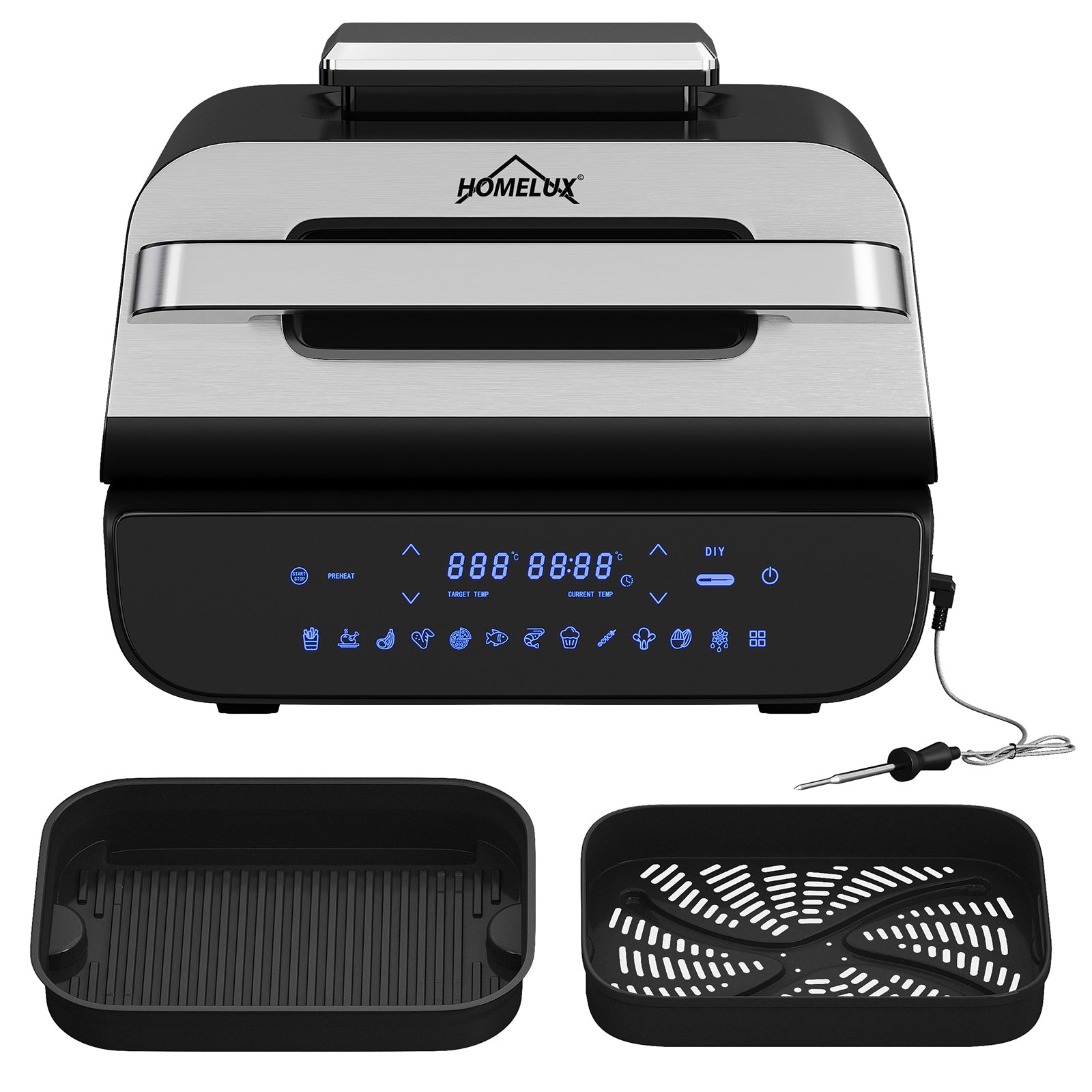 HOMELUX Fritteuse, 6-in-1, Digitalfühler, Touch, 230°C, 1700W