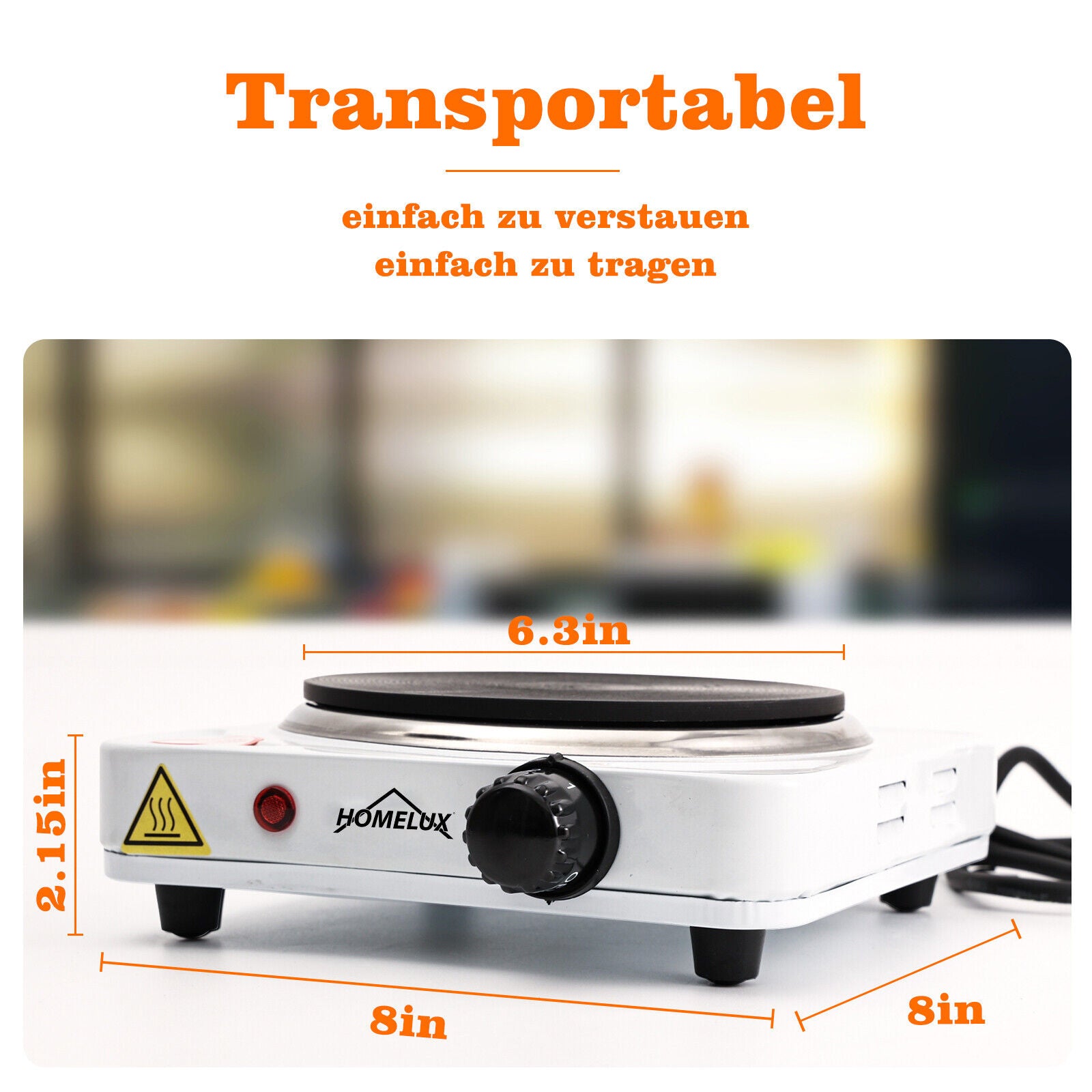 HOMELUX Kochplatte mit stabilen Gleitgummifüßen – Sicherer Stand beim Kochen