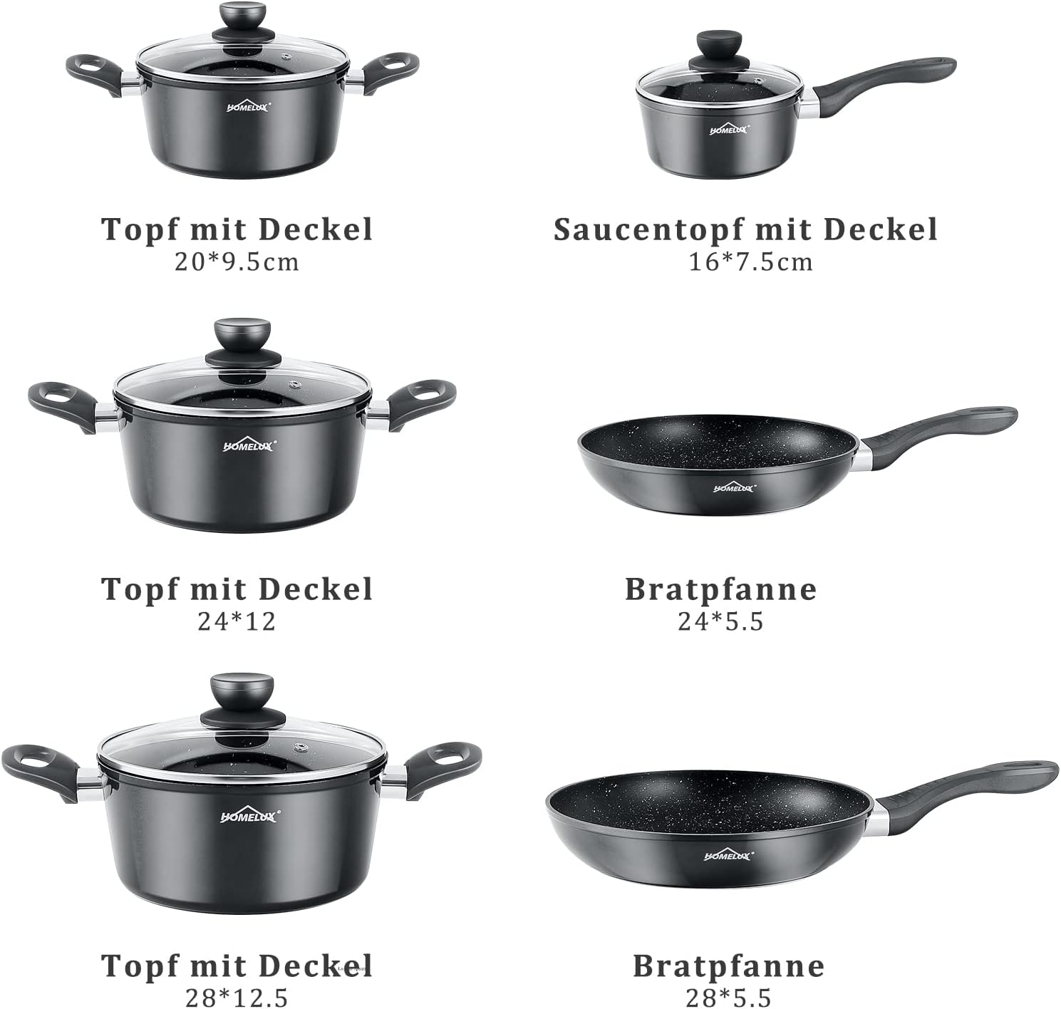 Graues Homelux Topfset aus hochwertigem Aluminium
