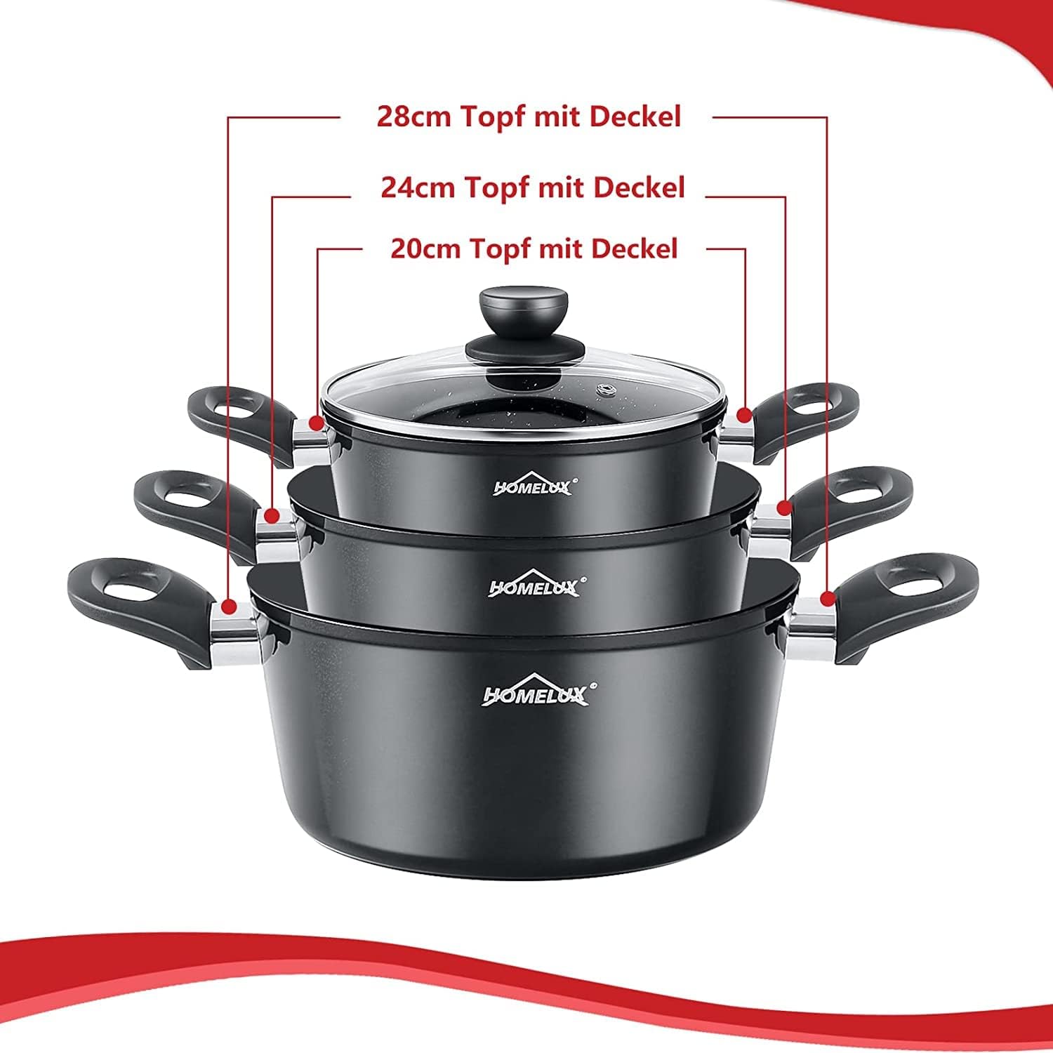 10-teiliges Homelux Set – für müheloses Kochen und einfache Reinigung.