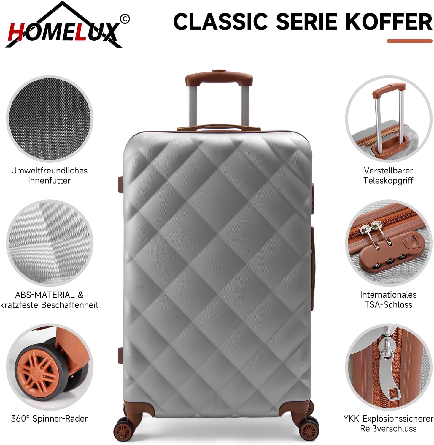 ABS-Hartschalenkoffer Set von HOMELUX in M-L-XL
Reisekoffer Set 3-teilig mit Hartschale von HOMELUX
