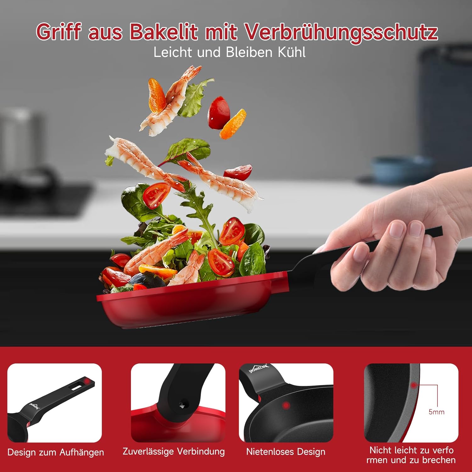 HOMELUX kleine Pfanne 14cm Bratpfanne Induktion, Non Stick Pan – Mini Bratpfanne - Induktionspfanne - crepe pfanne