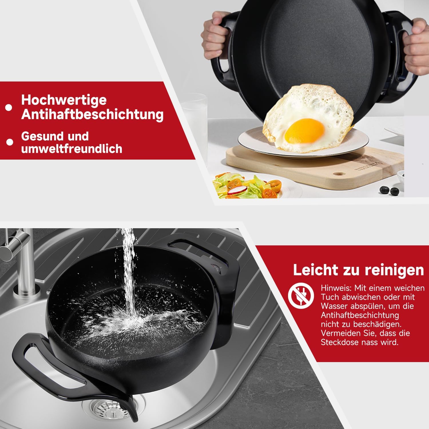 Multifunktionale 8L Elektropfanne für große Familien – Viel Platz für Reis, Eintöpfe und mehr