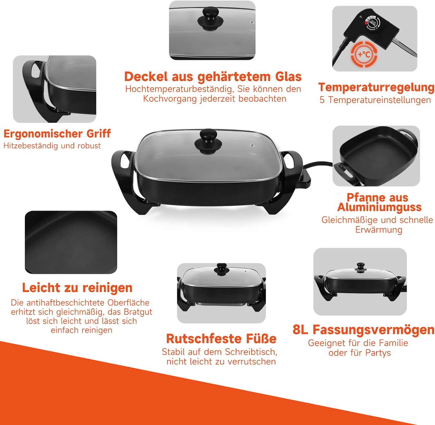 HOMELUX Pfanne mit Antihaftbeschichtung – Für fettfreies Kochen und einfaches Reinigen