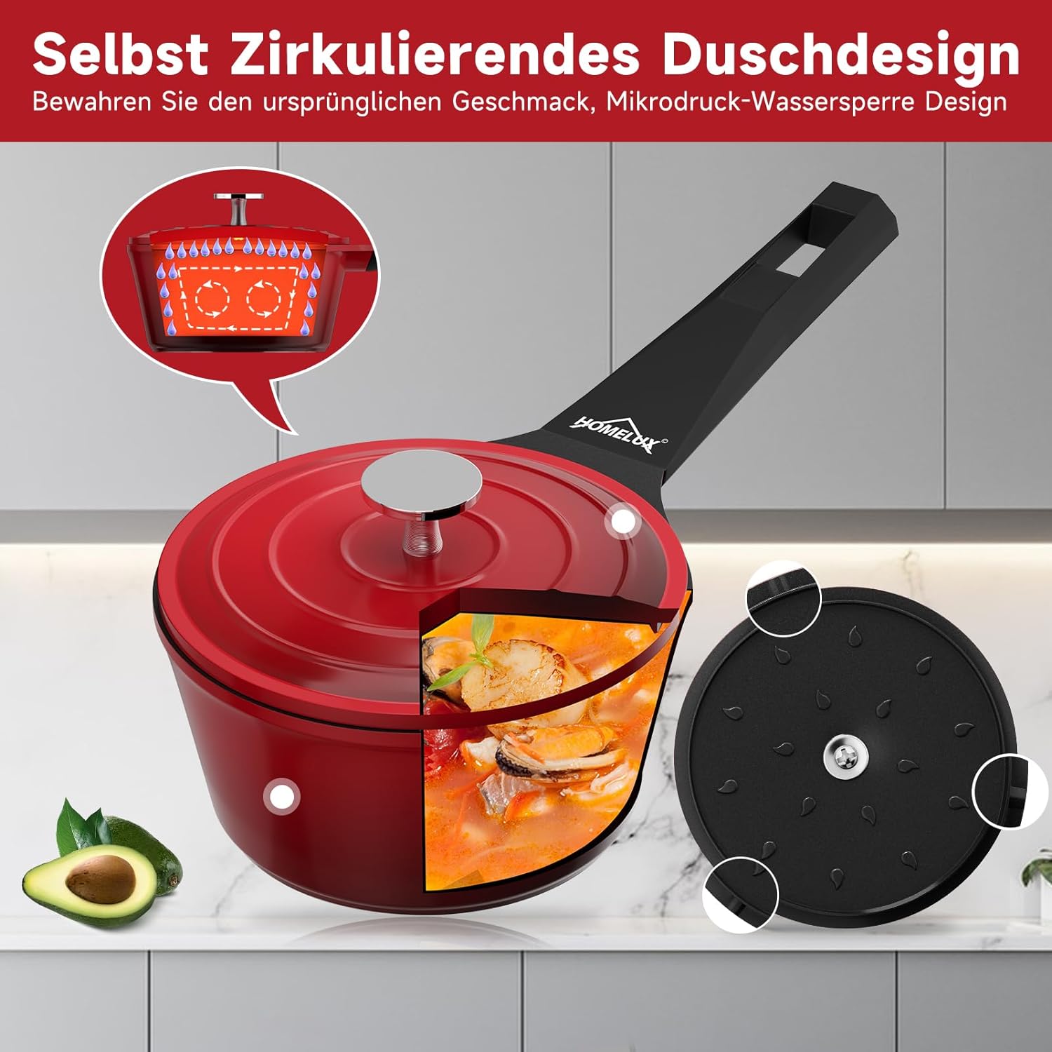 Kochtopf mit Antihaftbeschichtung, perfekt für alle Herdarten außer Backofen