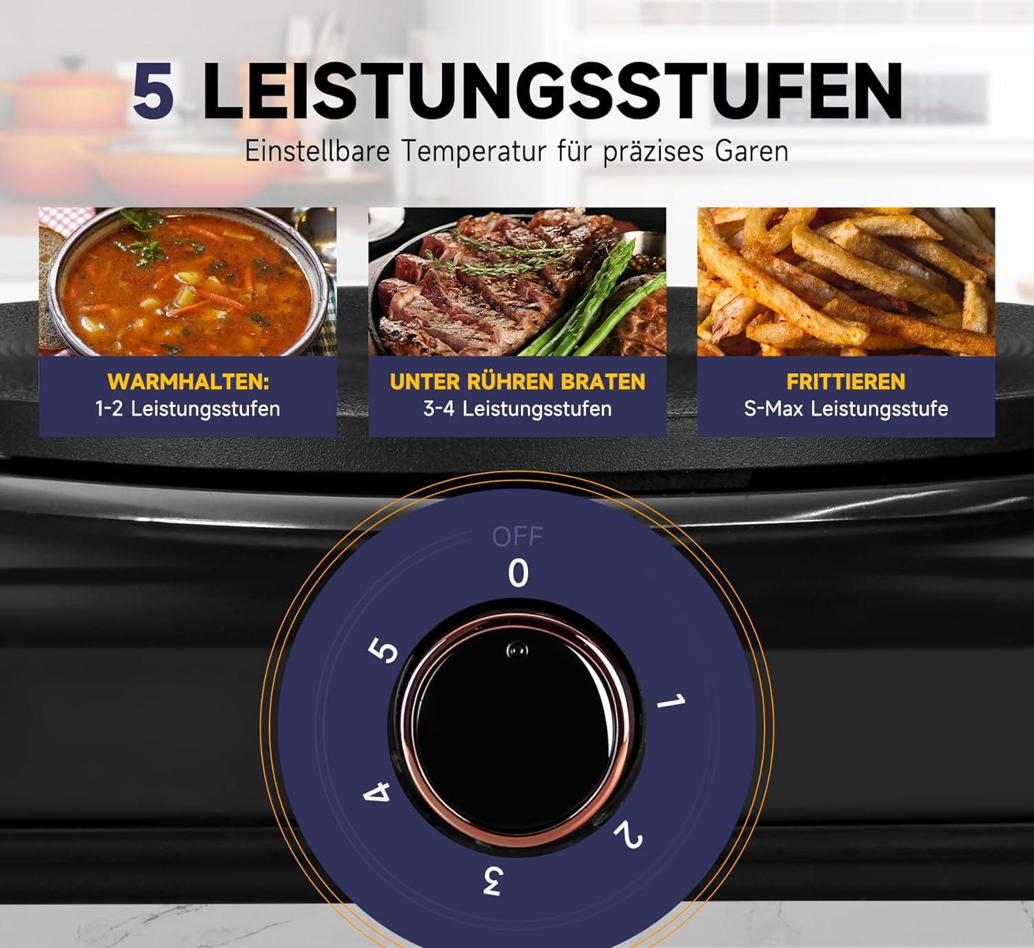 Homelux 1500W Herdplatte: Küche, Büro, Camping, 5 Stufen, Edelstahl
