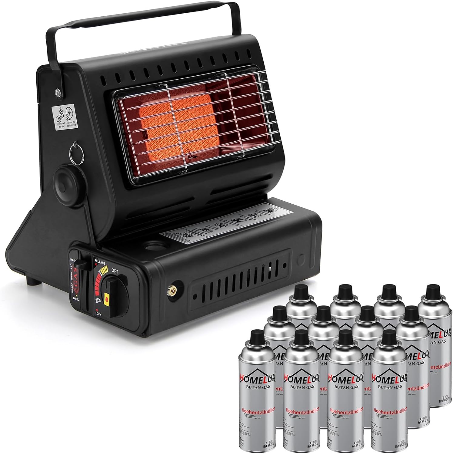 Camping-Gasheizer mit 220-g-Butangaskartuschen – Kompakt und leistungsstark.