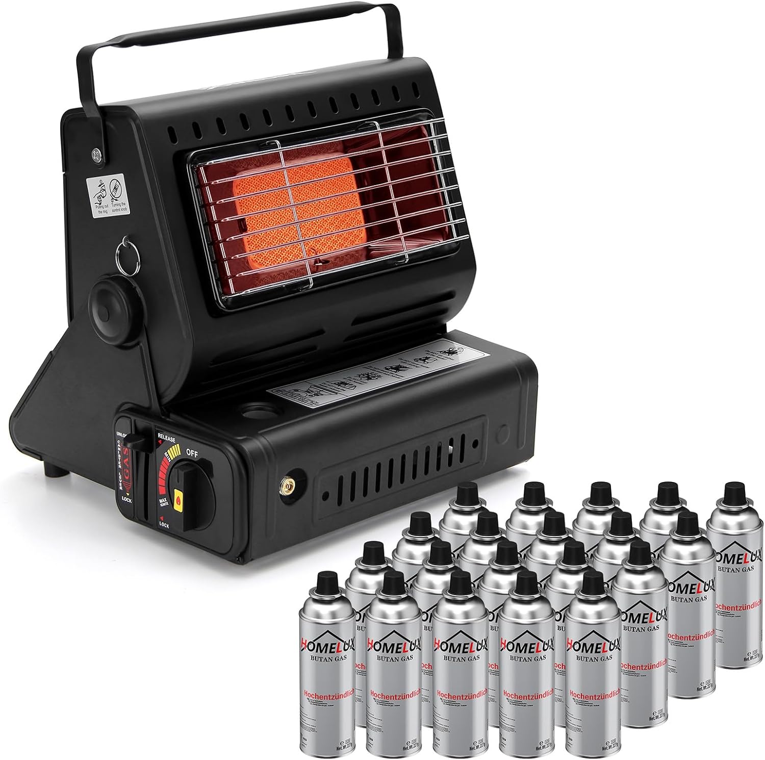 Robuster Gasheizer für Outdoor-Feiern und Grillabende im Garten.