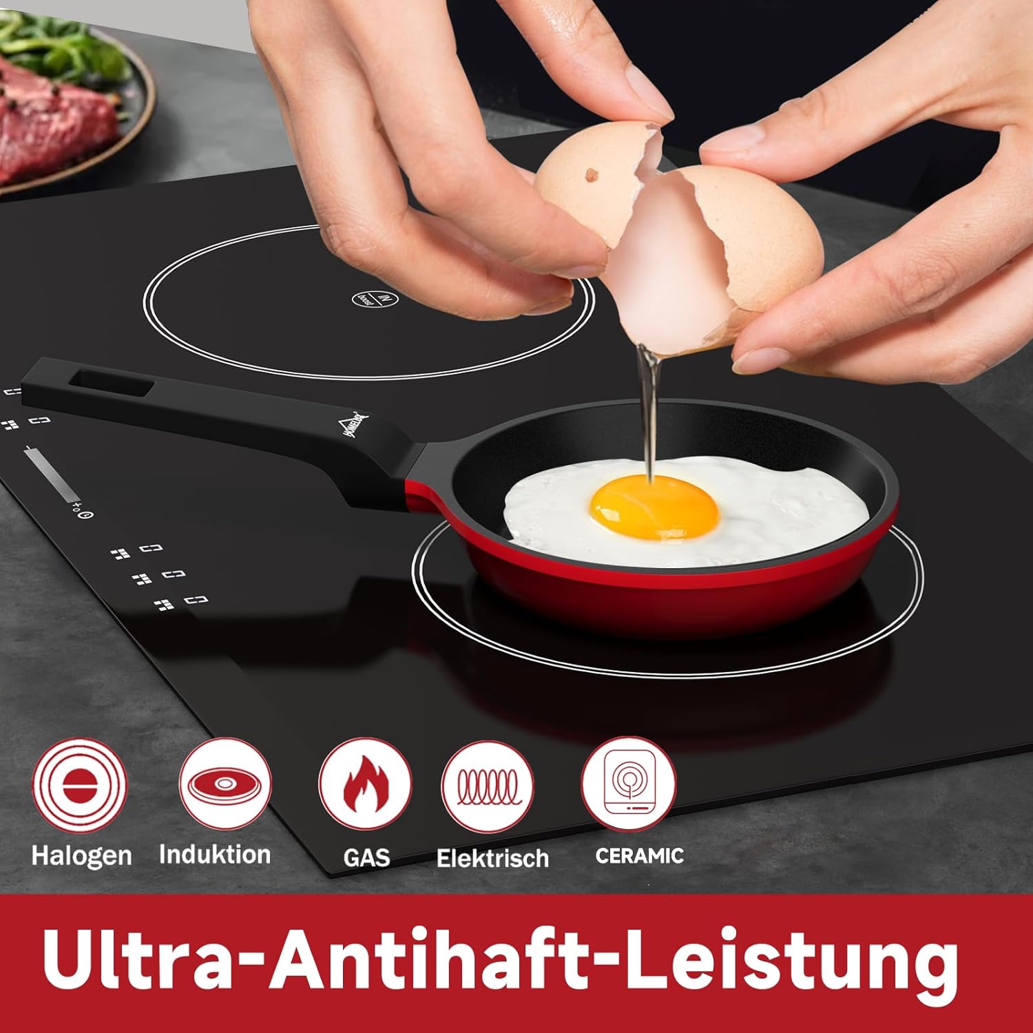HOMELUX kleine Pfanne 14cm Bratpfanne Induktion, Non Stick Pan – Mini Bratpfanne - Induktionspfanne - crepe pfanne