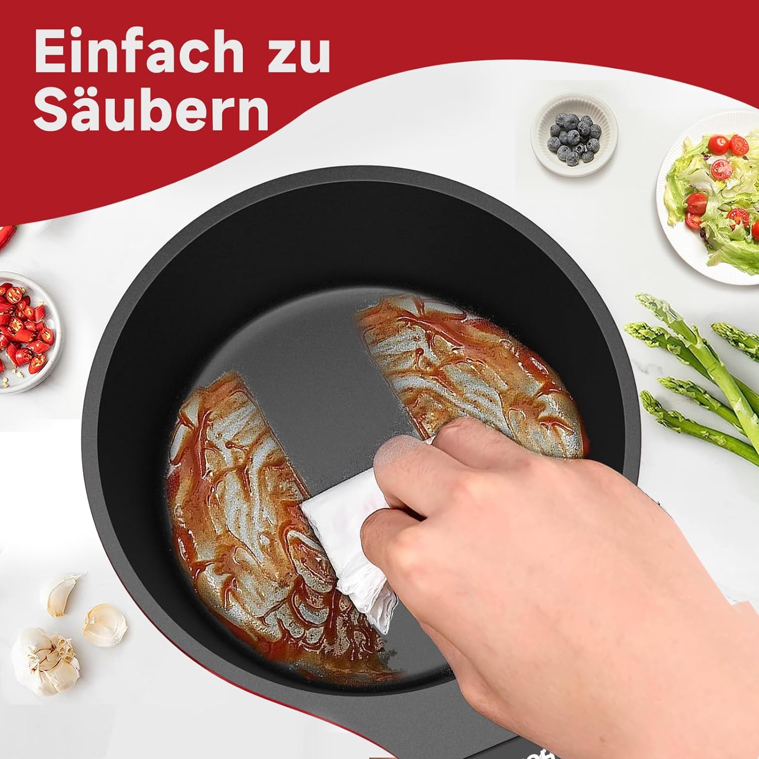 HOMELUX Kochtopf mit Antihaft-Oberfläche und verformungsfreiem Boden