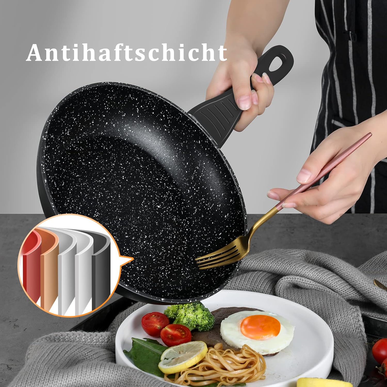 Bratpfannen im Homelux Set für gleichmäßiges Erhitzen