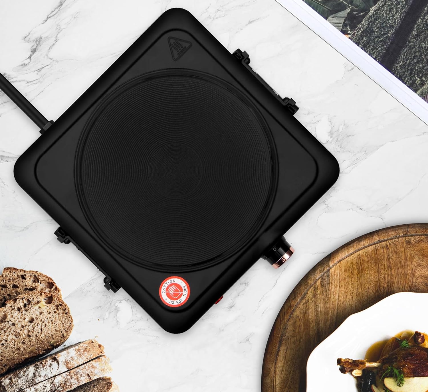 Küche, Büro, Camping: 1500W Homelux Herdplatte, 5 Stufen, Edelstahl