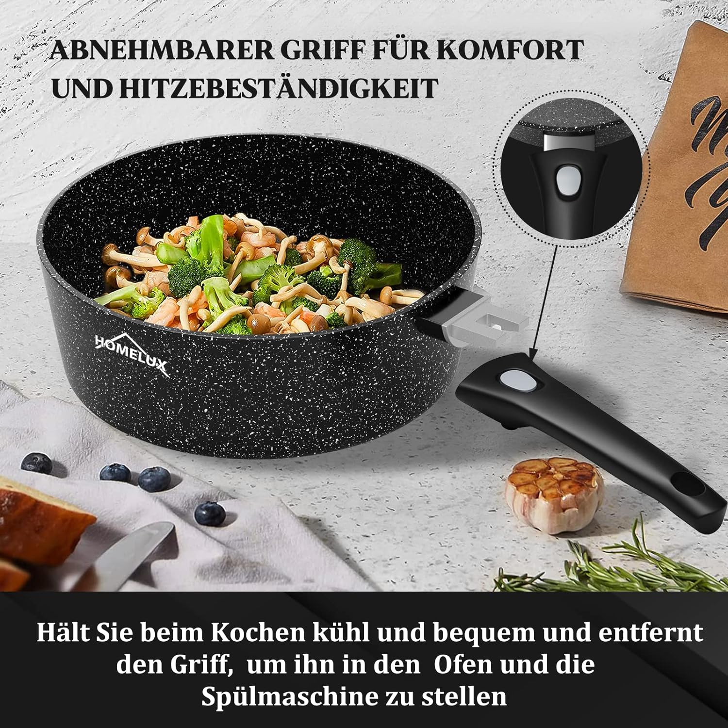Antihaftbeschichtete Homelux Pfanne – Einfach zu reinigen und ideal für ölfreies Kochen