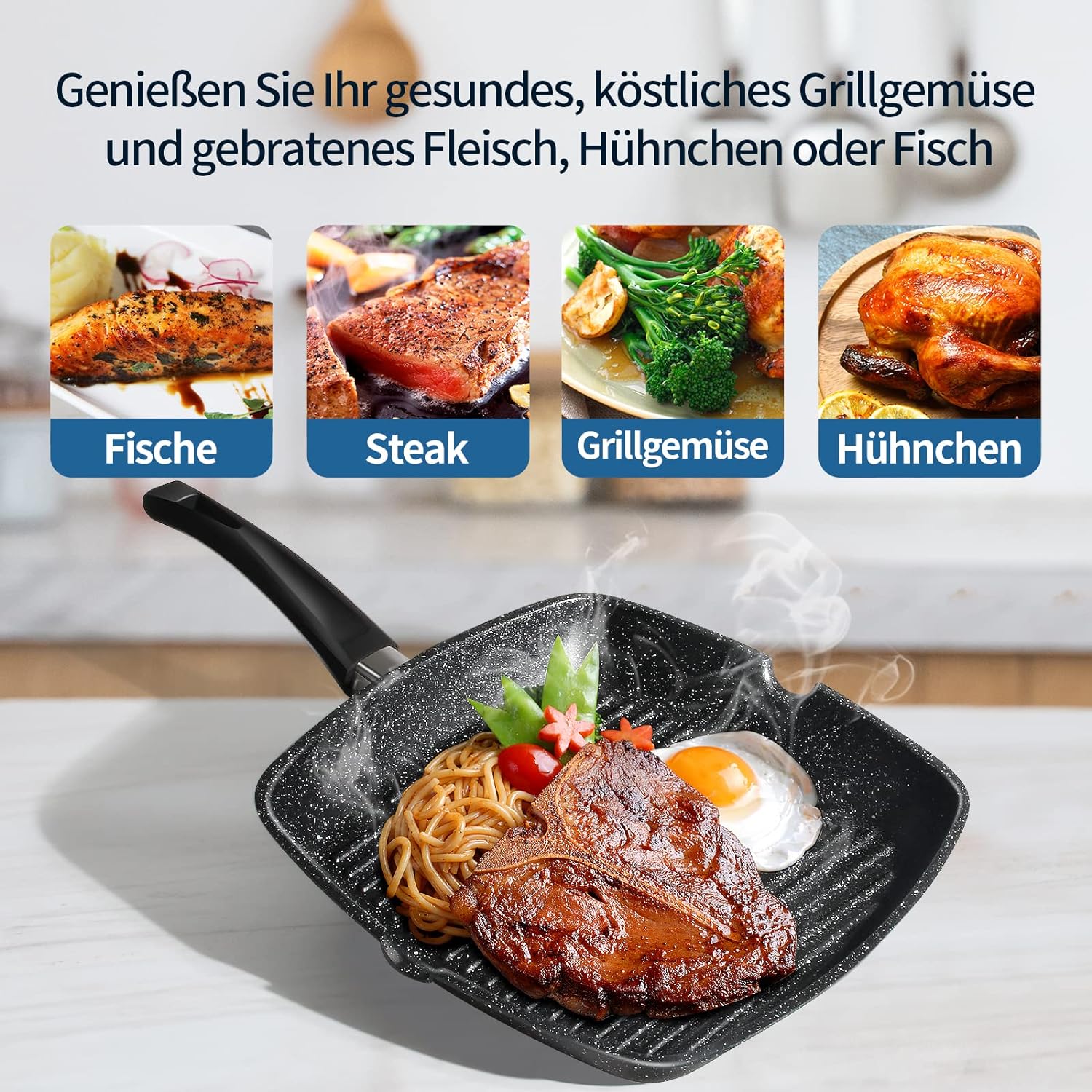 Hochwertige Grillpfanne für fettfreies Kochen und einfache Reinigung