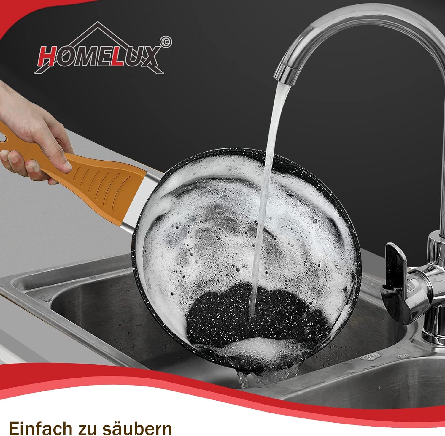 Suppentopf Ø 24 cm mit kratzfester Antihaftbeschichtung.