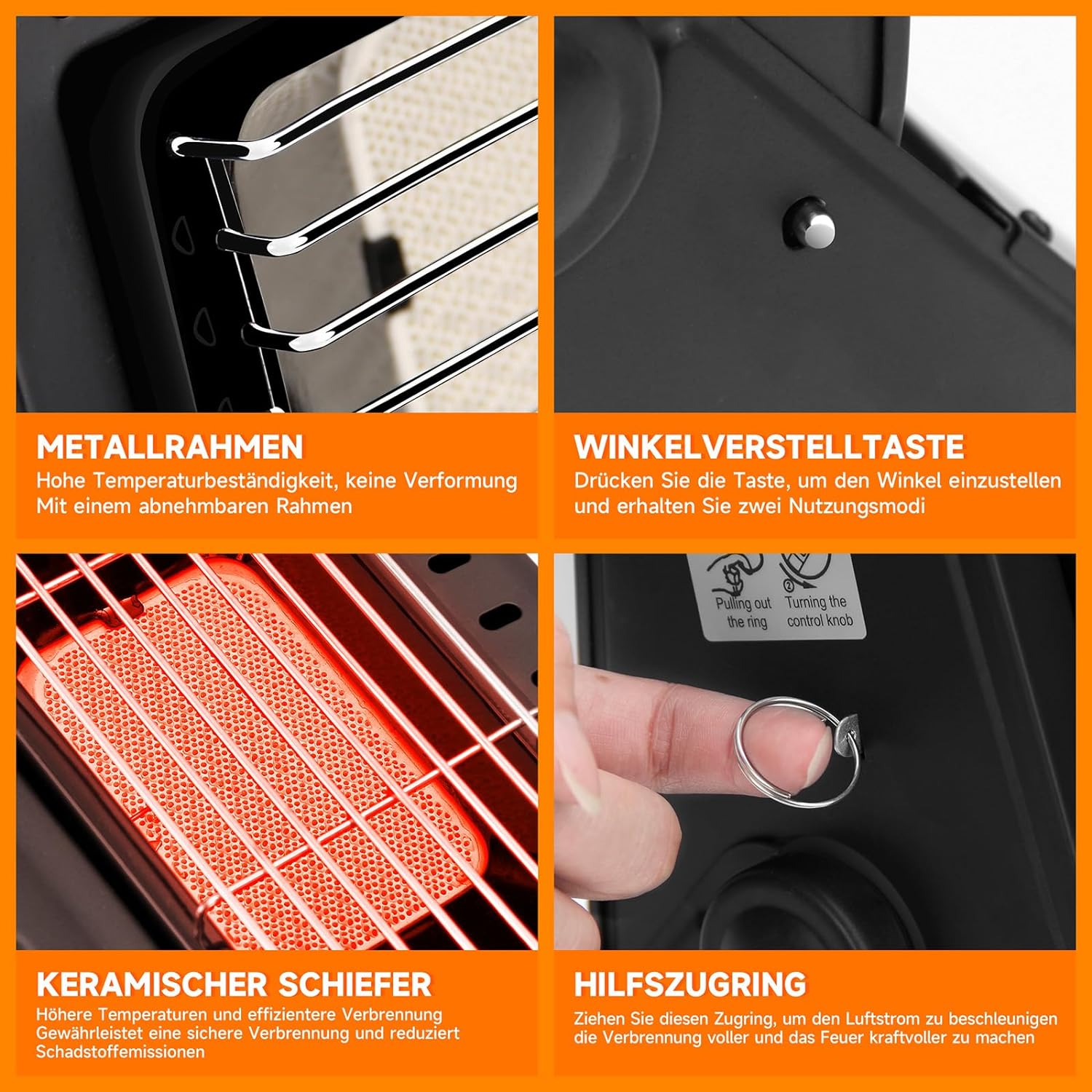 Kompatibel mit 220-g-Butangaskartuschen – Praktischer Gasheizer für unterwegs.