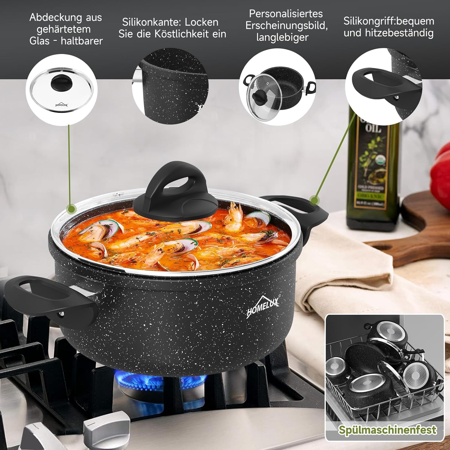 Antihaftbeschichtete Töpfe und Pfannen für gesünderes Kochen mit weniger Fett