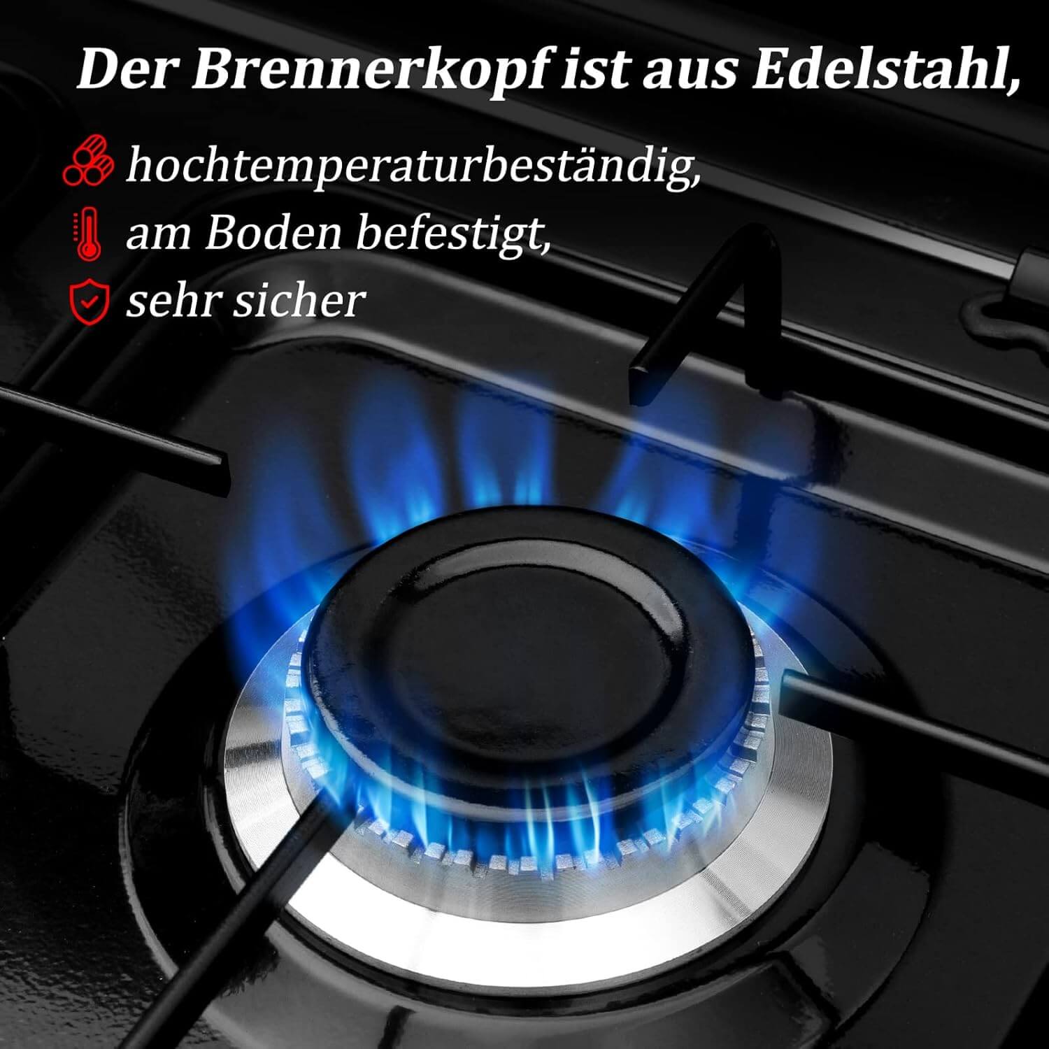 HOMELUX 6,2 KW Gaskocher,4 flammig Campingkocher Kochfeld Kocher mit Deckel Herd Gas Outdoor