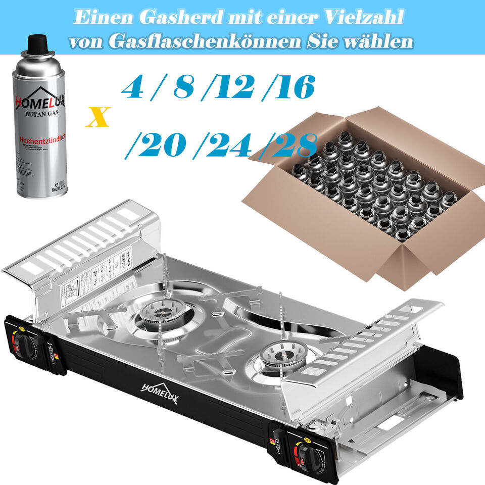 Homelux Hochleistungs-Kochsystem mit Piezo-Zündung für einfache und sichere Handhabung.