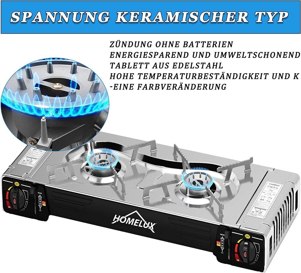 Langlebiger Homelux Campingkocher mit robustem Messingbrenner für eine lange Lebensdauer.