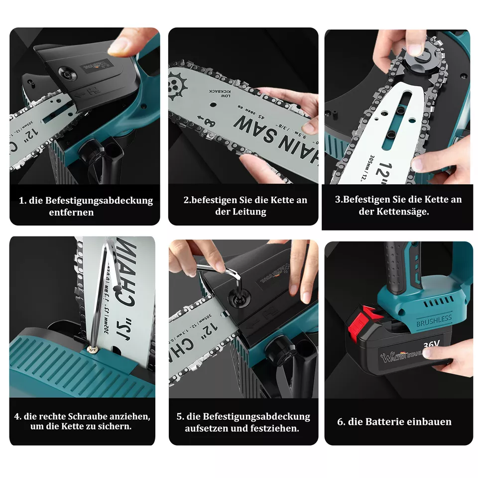 Kompakte 12-Zoll-Schwertlänge – perfekt für präzise Gartenarbeiten.