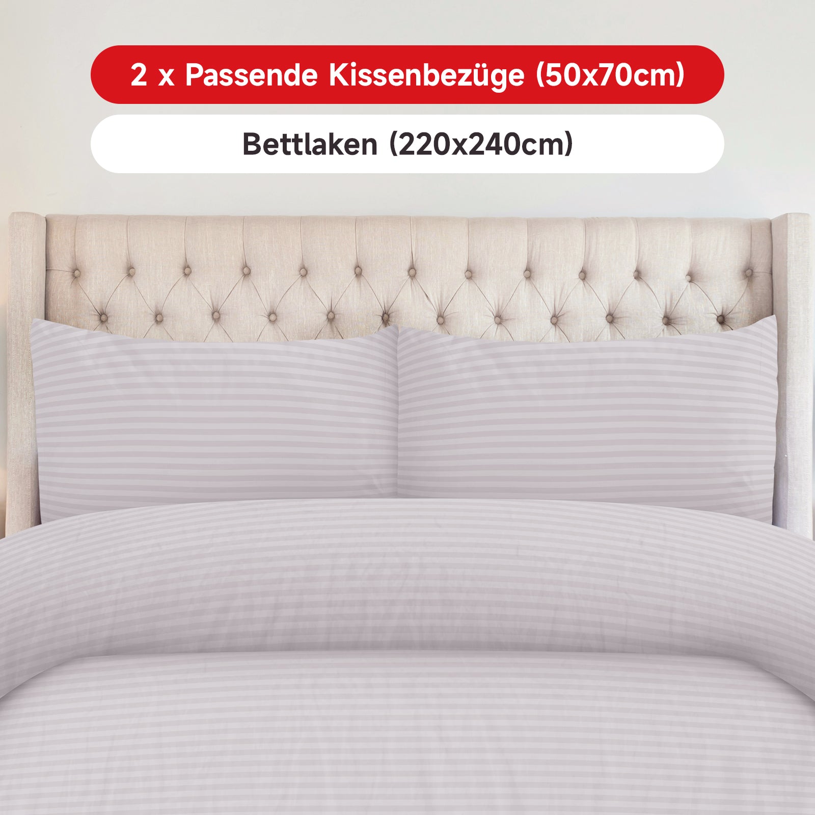 Bettwäsche Set mit 2 Kissenbezügen 50x70 cm