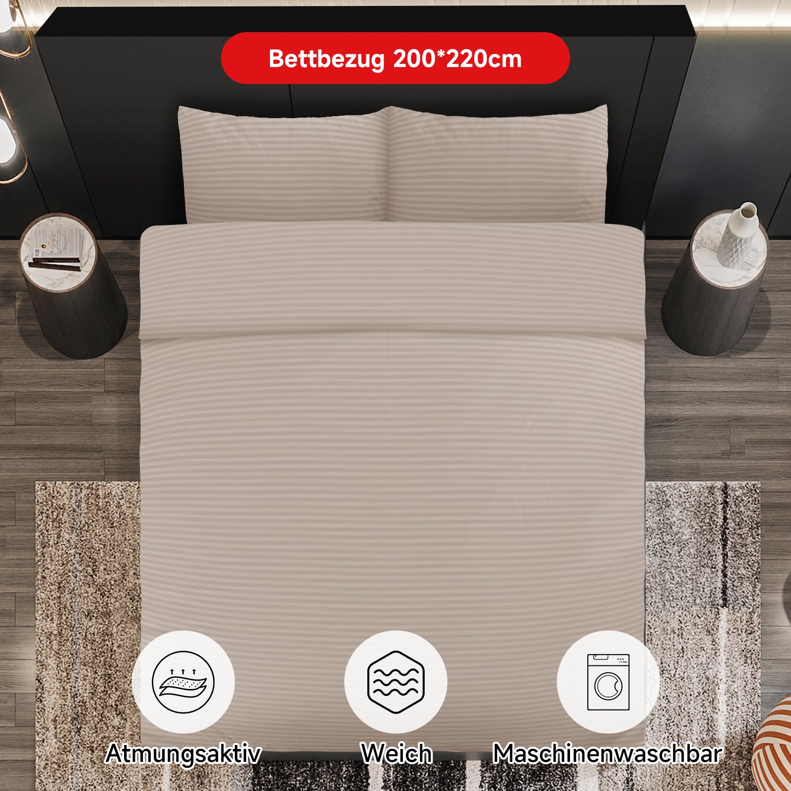 Bettwäsche-Set mit 2,37 kg Gesamtgewicht für leichte Handhabung