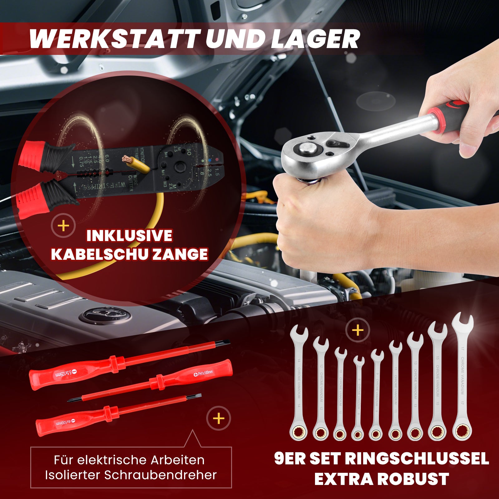 Werkzeugkoffer 599-tlg, Aluminiumkoffer, vielseitiges Werkzeugset für Werkstatt & Haushalt