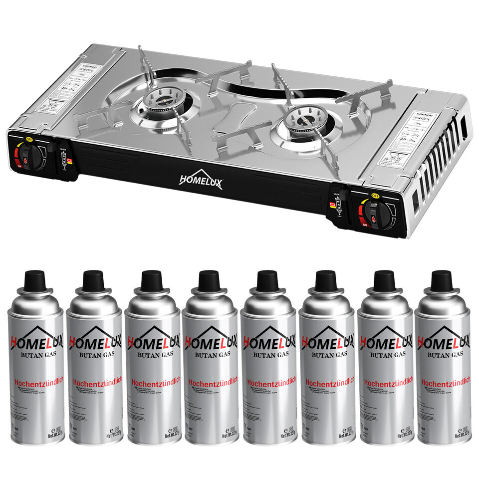 Homelux 2-Flammen-Kocher – Die ideale Lösung für schnelle und effiziente Mahlzeiten unterwegs.