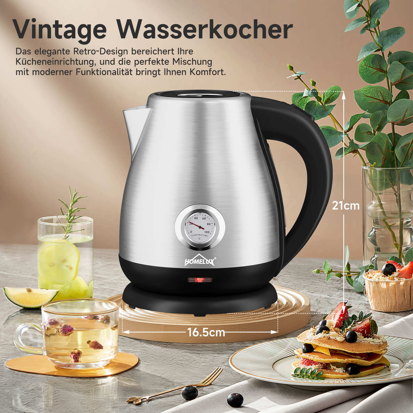 Kabelloser Wasserkocher mit 360 Grad Drehfunktion