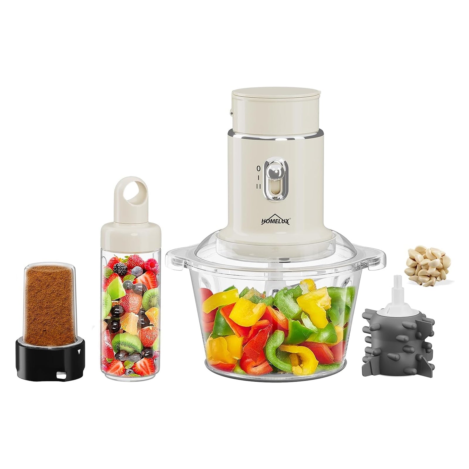 HOMELUX Küchenallrounder Zerkleinerer 2L Glas Knoblauchschneider