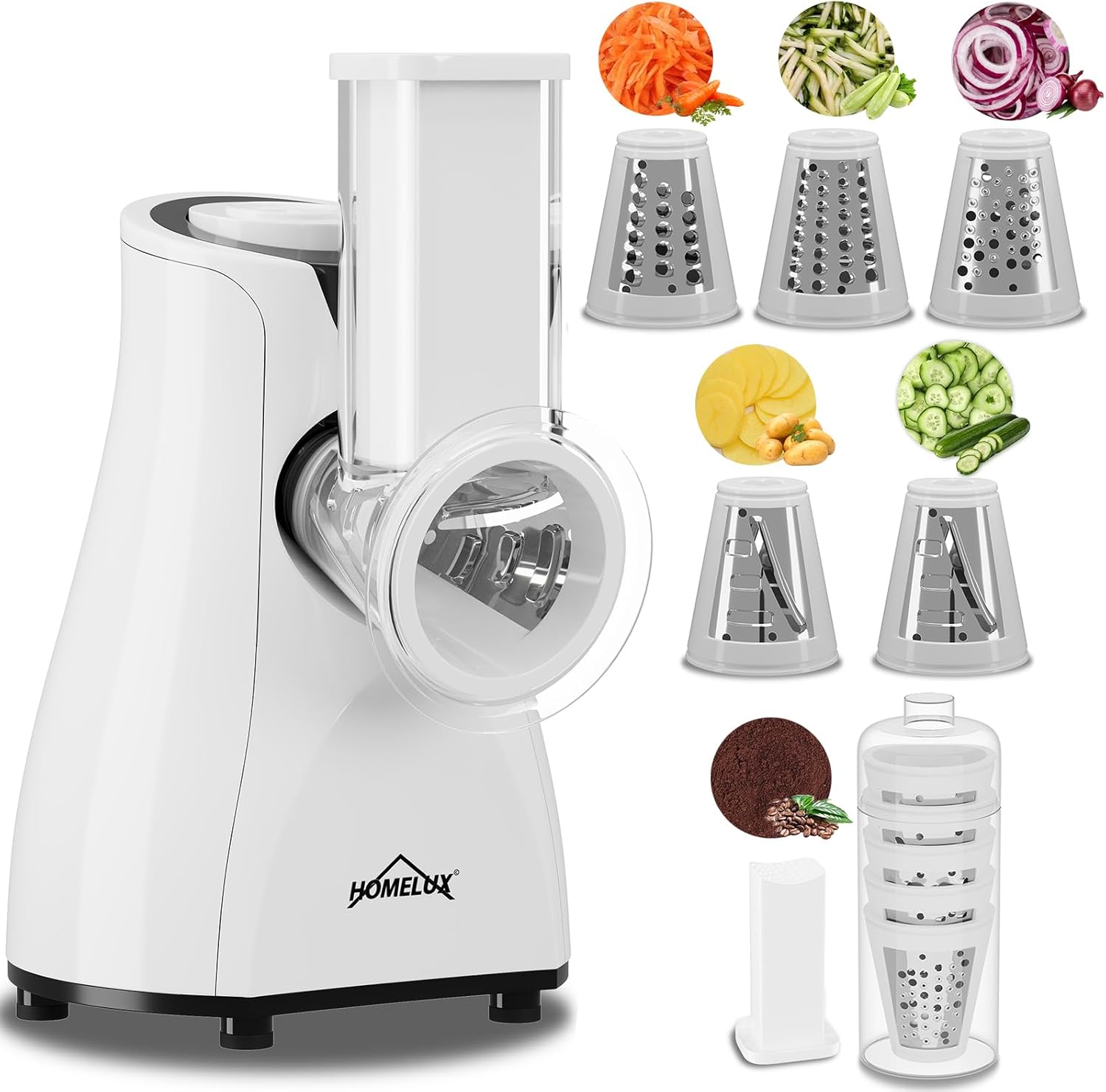 5-fach Reibe Elektrischer Gemüsehobel Gemüseschneider mit Klingen