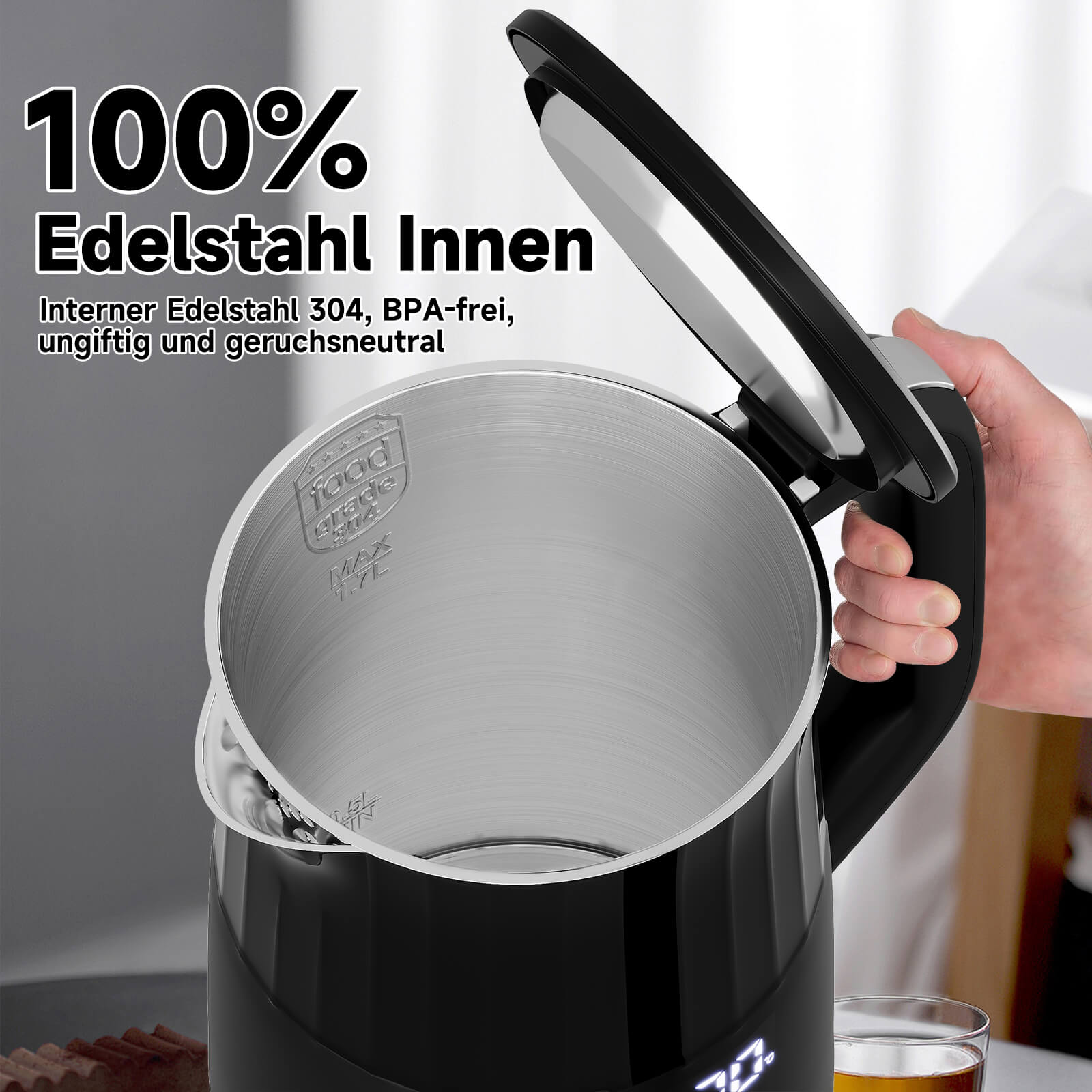 Temperierte Wasserkocher mit praktischer und eleganter Form