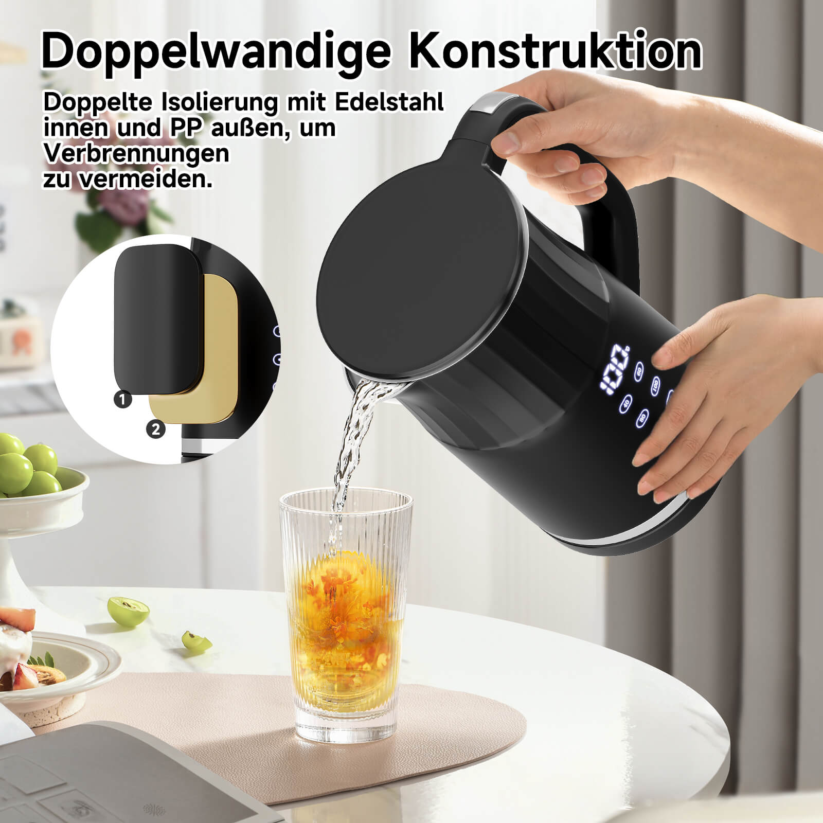 Hochwertiger Wasserkocher aus Edelstahl für beste Qualität