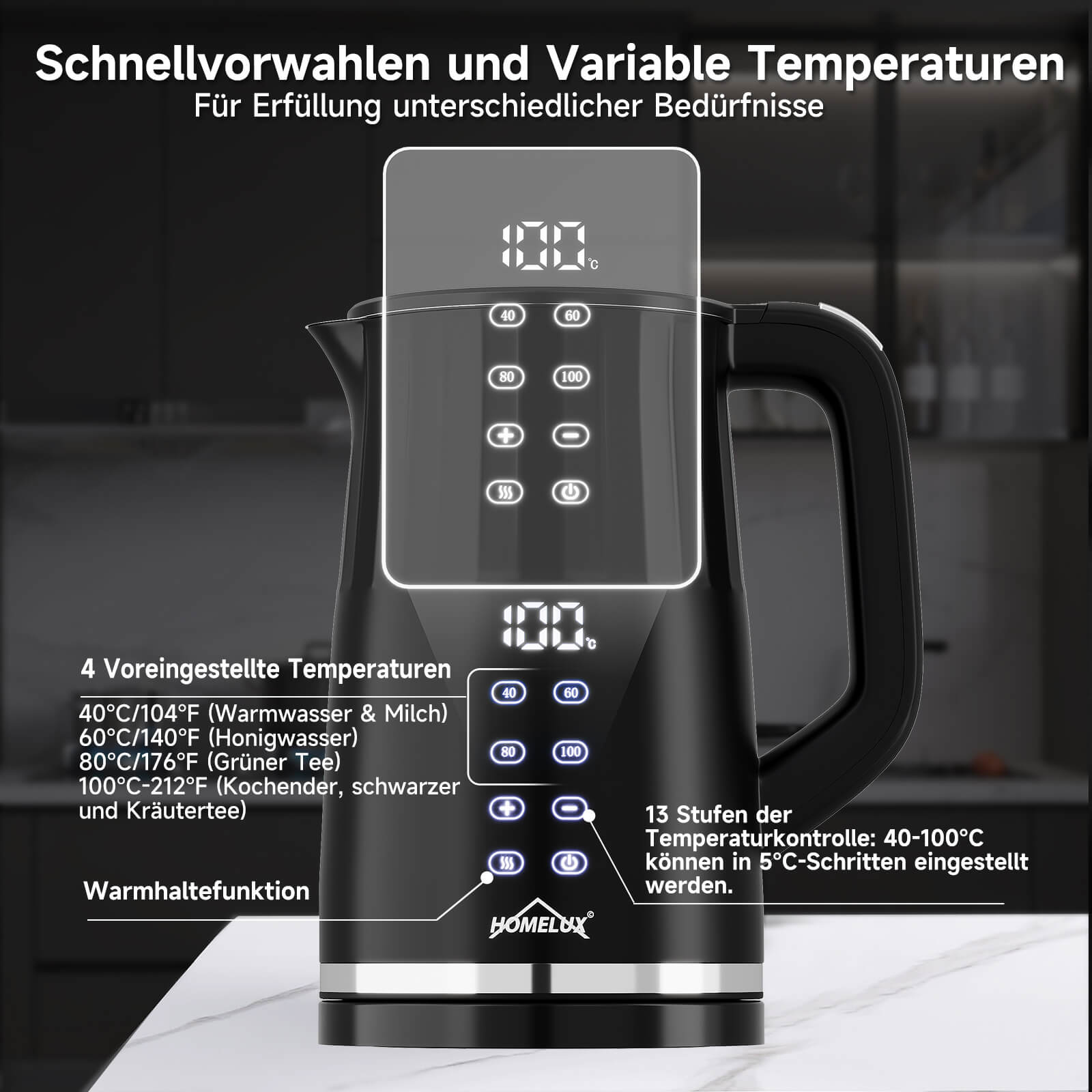 Edelstahl Wasserkocher für aromatische Teeaufgüsse