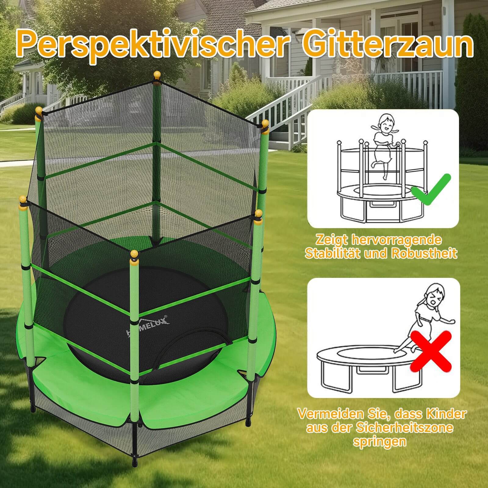 Hochwertiges Trampolin mit gepolstertem Schutzrand – 140 cm
