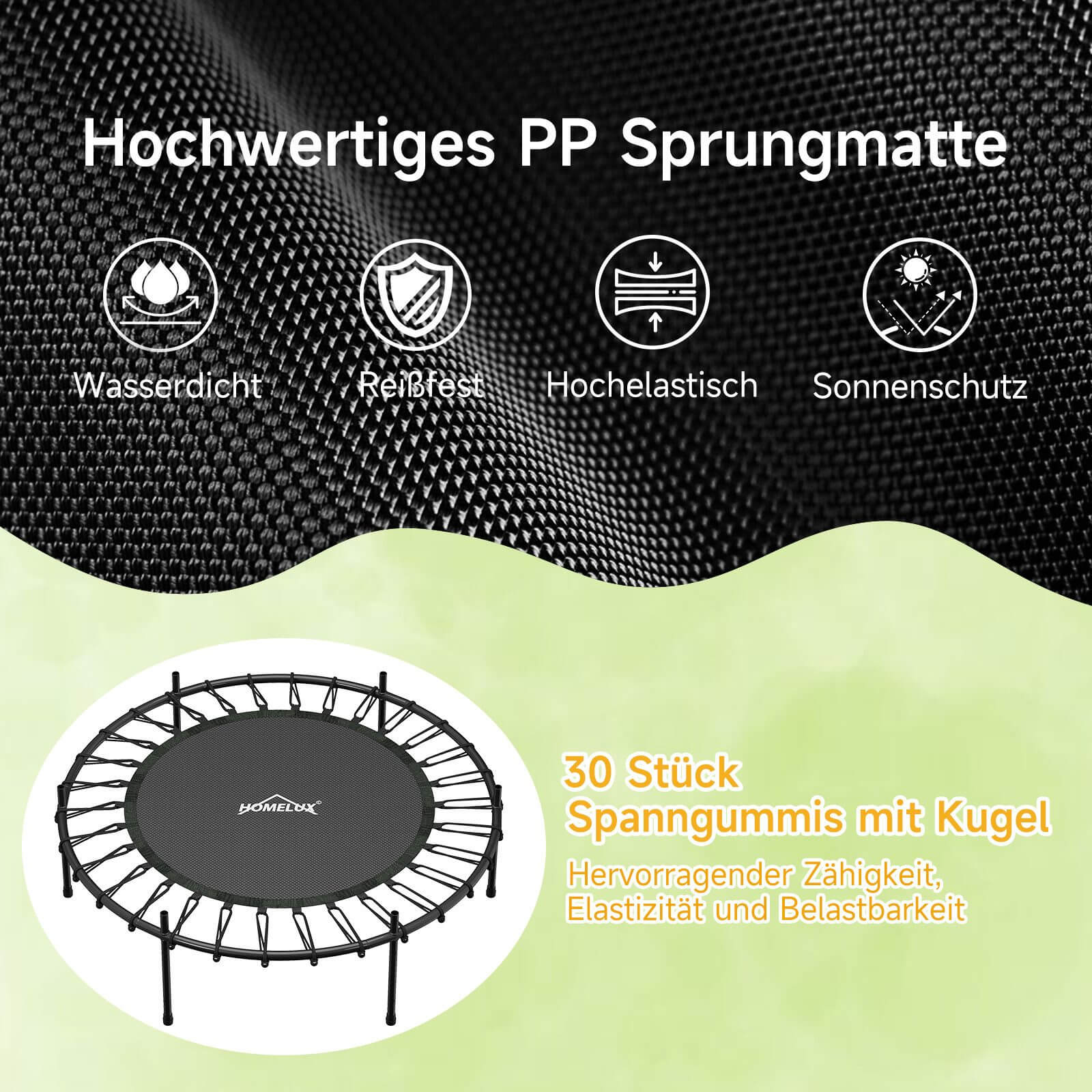 Kompaktes Trampolin mit 102 cm Sprungfläche für sicheren Spaß
