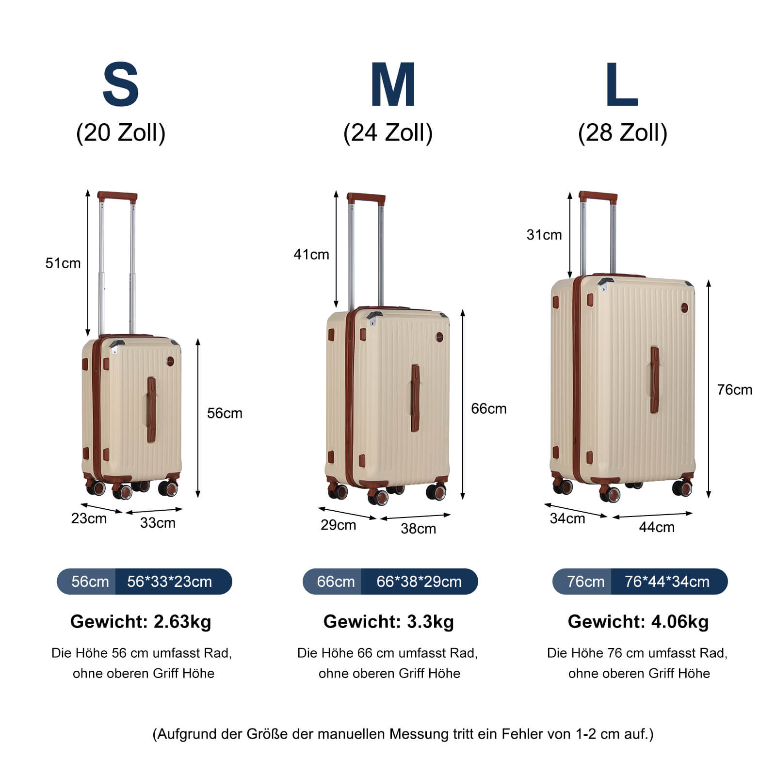 3 Teilig Reisekoffer Kofferset Hartschalen Kofferset mit Rollen Trolley Reisekoffer Set mit TSA-Schloss