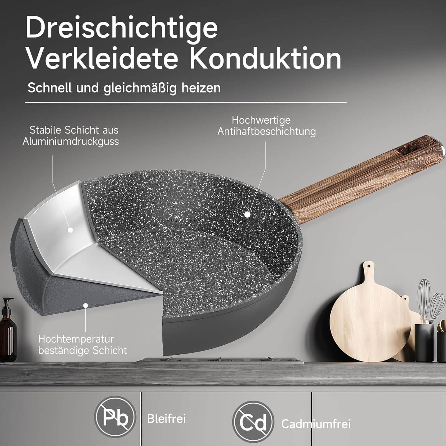 Langlebiges Aluminium-Topfset für gesundes Kochen