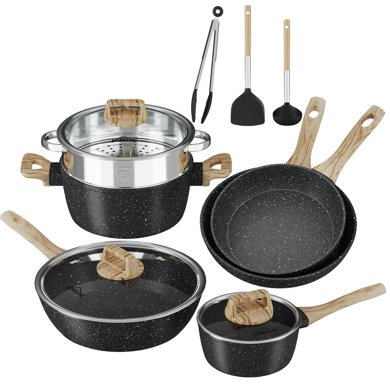 12-tlg Topf und Pfannen Set Topfset Induktion 12-teilige Kochtopf mit – homelux-shop